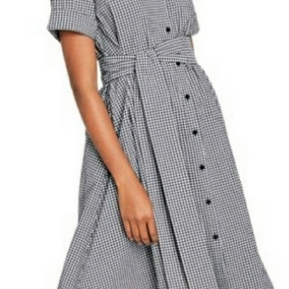 New Lisa Marie Fernandez Black White Seersucker Belted Button Down Maxi Dress XS - Picture 3 of 15